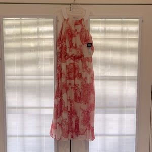 20W white maxi dress with large paisley print, NWT